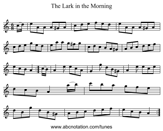 The Lark in the Morning - staff notation