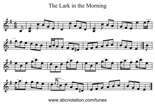 The Lark in the Morning - staff notation