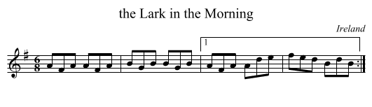 the Lark in the Morning - staff notation