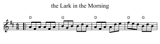 the Lark in the Morning - staff notation