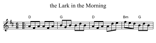 the Lark in the Morning - staff notation