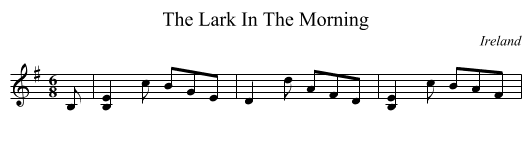 The Lark In The Morning - staff notation