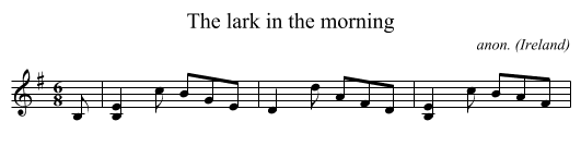 The lark in the morning - staff notation