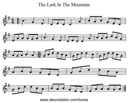 The Lark In The Mountain - staff notation