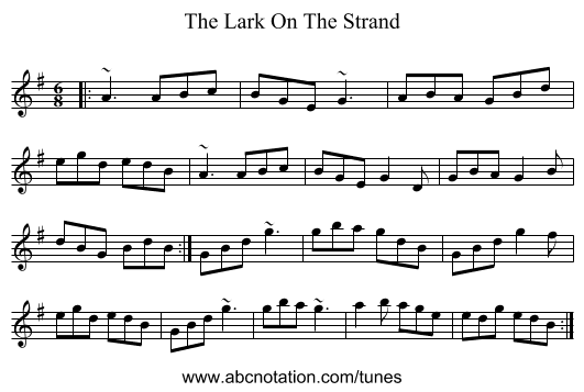 The Lark On The Strand - staff notation