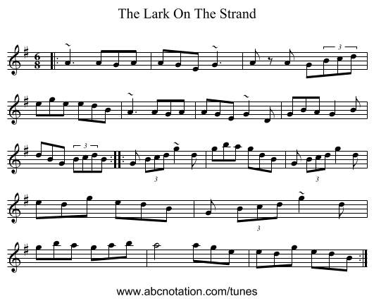 The Lark On The Strand - staff notation