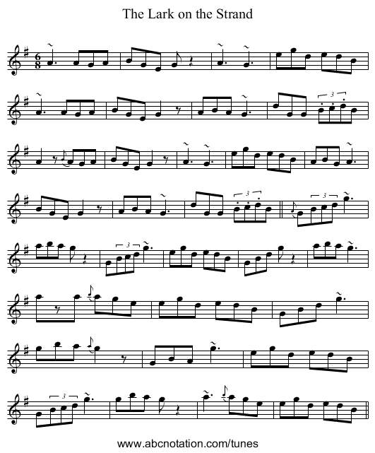 The Lark on the Strand - staff notation