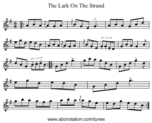 The Lark On The Strand - staff notation