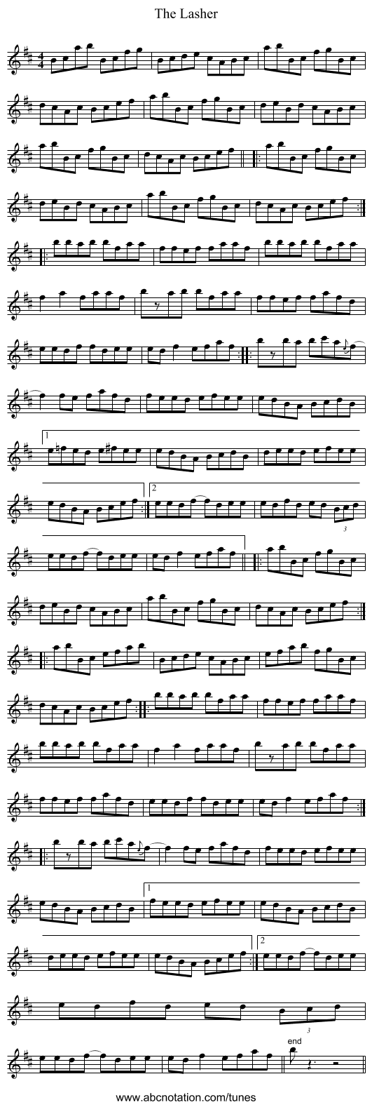 The Lasher - staff notation