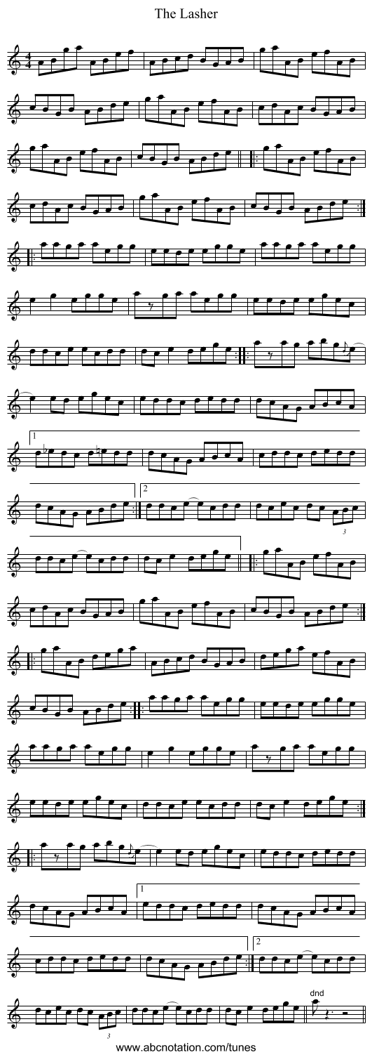 The Lasher - staff notation