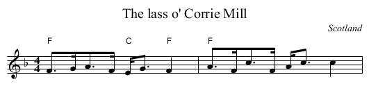 The lass o' Corrie Mill - staff notation