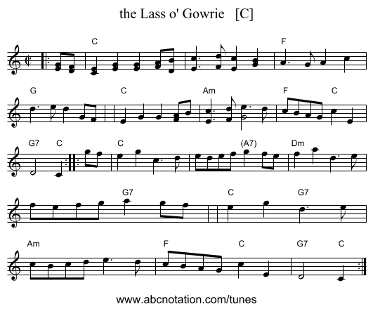 the Lass o' Gowrie   [C] - staff notation