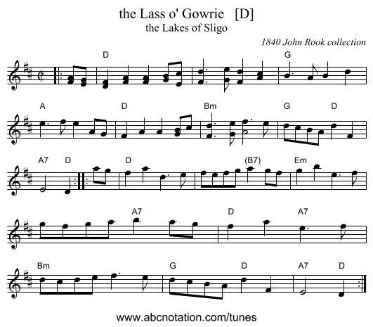 the Lass o' Gowrie   [D] - staff notation