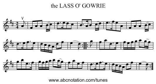 the LASS O' GOWRIE - staff notation