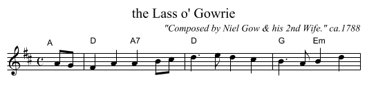 the Lass o' Gowrie - staff notation