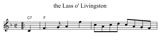 the Lass o' Livingston - staff notation