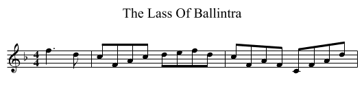 The Lass Of Ballintra - staff notation