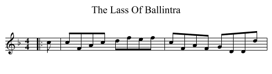 The Lass Of Ballintra - staff notation