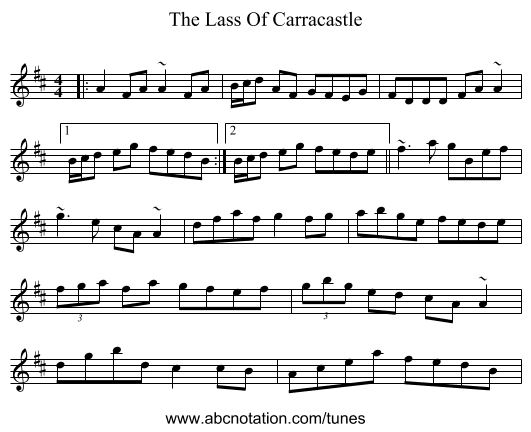 The Lass Of Carracastle - staff notation