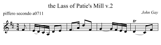 the Lass of Patie's Mill v.2 - staff notation