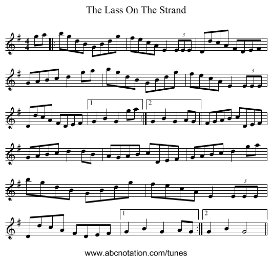 The Lass On The Strand - staff notation