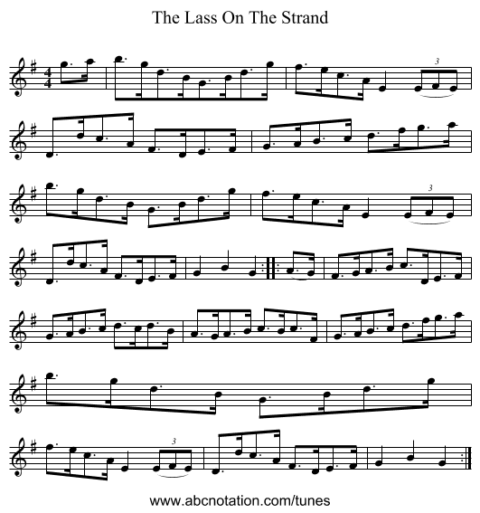 The Lass On The Strand - staff notation