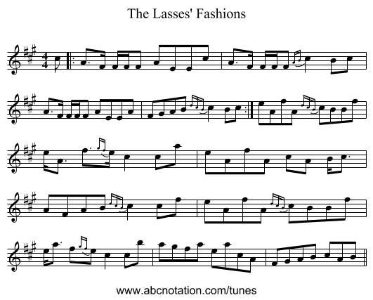 The Lasses' Fashions - staff notation
