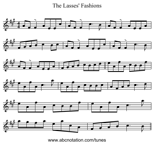 The Lasses' Fashions - staff notation