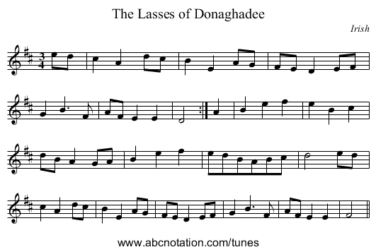 The Lasses of Donaghadee - staff notation