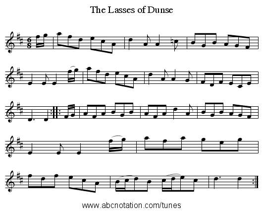 The Lasses of Dunse - staff notation