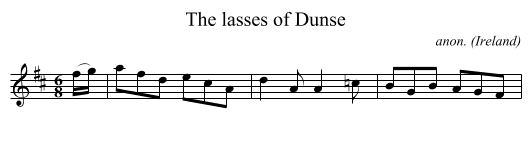 The lasses of Dunse - staff notation