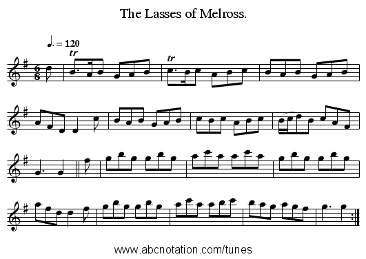 The Lasses of Melross. - staff notation