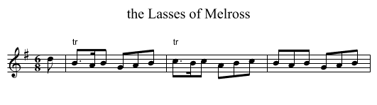 the Lasses of Melross - staff notation