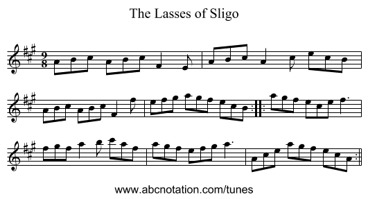 The Lasses of Sligo - staff notation