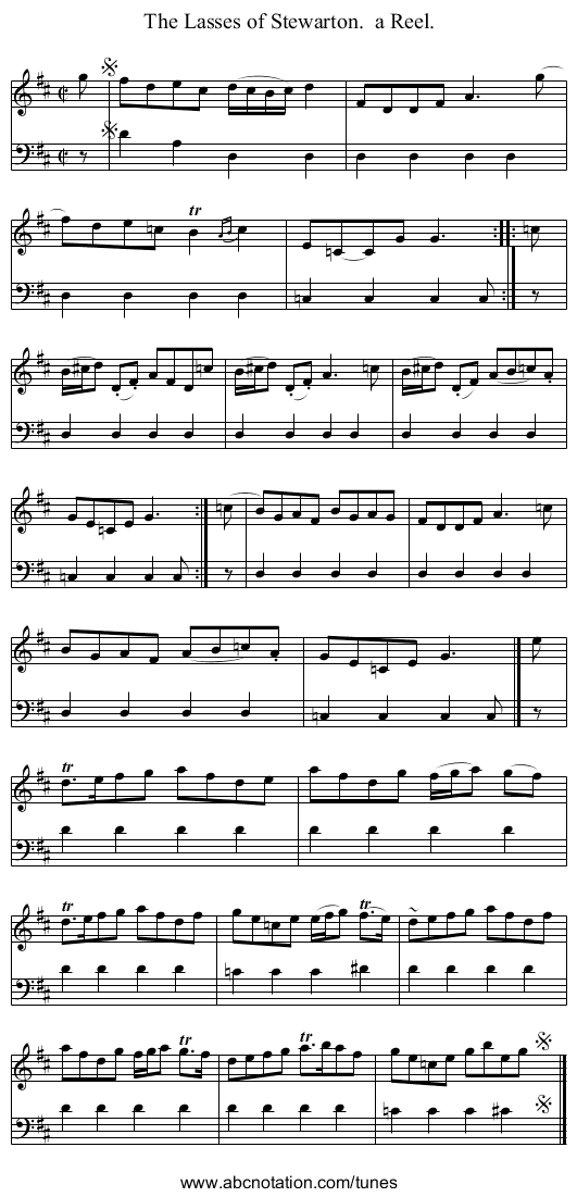 The Lasses of Stewarton.  a Reel. - staff notation
