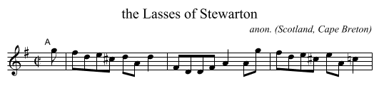 the Lasses of Stewarton - staff notation