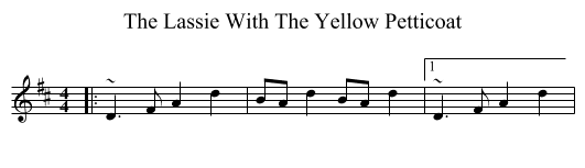 The Lassie With The Yellow Petticoat - staff notation