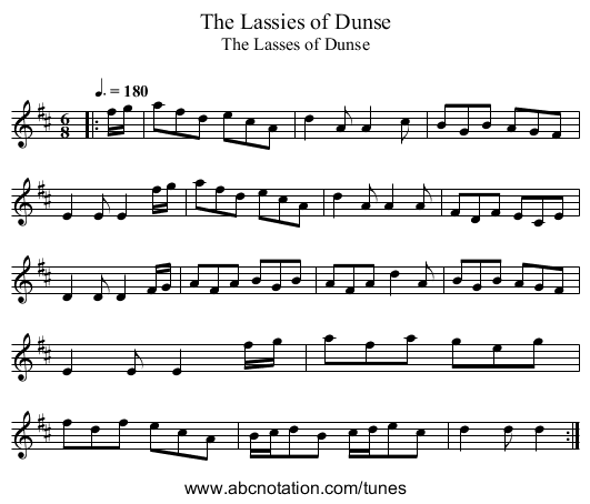 The Lassies of Dunse - staff notation