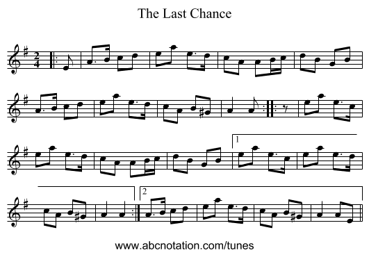 The Last Chance - staff notation