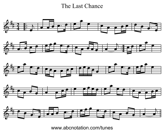 The Last Chance - staff notation