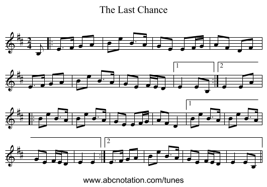 The Last Chance - staff notation