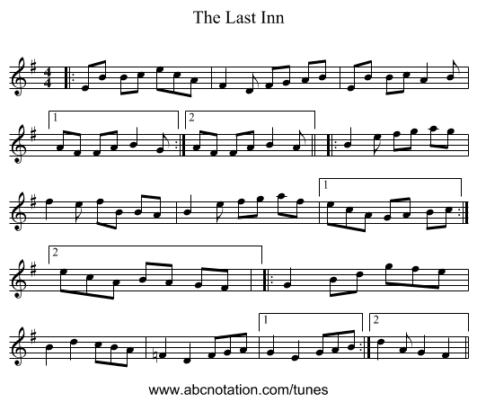 The Last Inn - staff notation