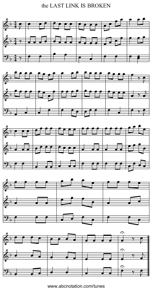 the LAST LINK IS BROKEN - staff notation