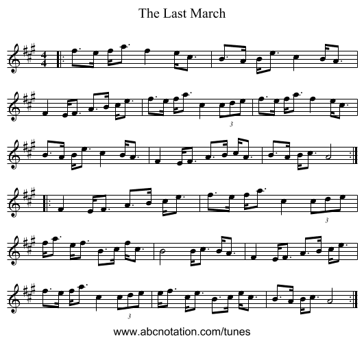 The Last March - staff notation
