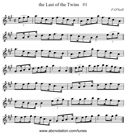 the Last of the Twins   #1 - staff notation