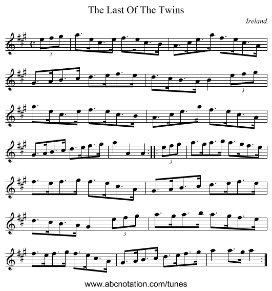 The Last Of The Twins - staff notation