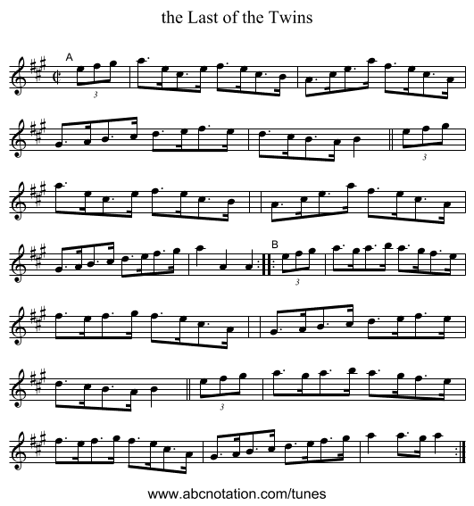 the Last of the Twins - staff notation