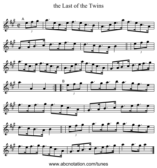 the Last of the Twins - staff notation