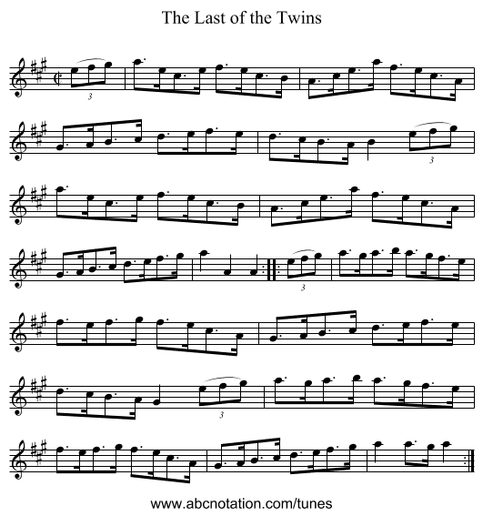 The Last of the Twins - staff notation