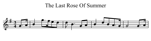 The Last Rose Of Summer - staff notation